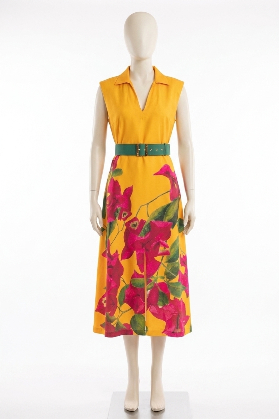 NEW EMILY MCCARTHY roma midi dress in bougainvillea